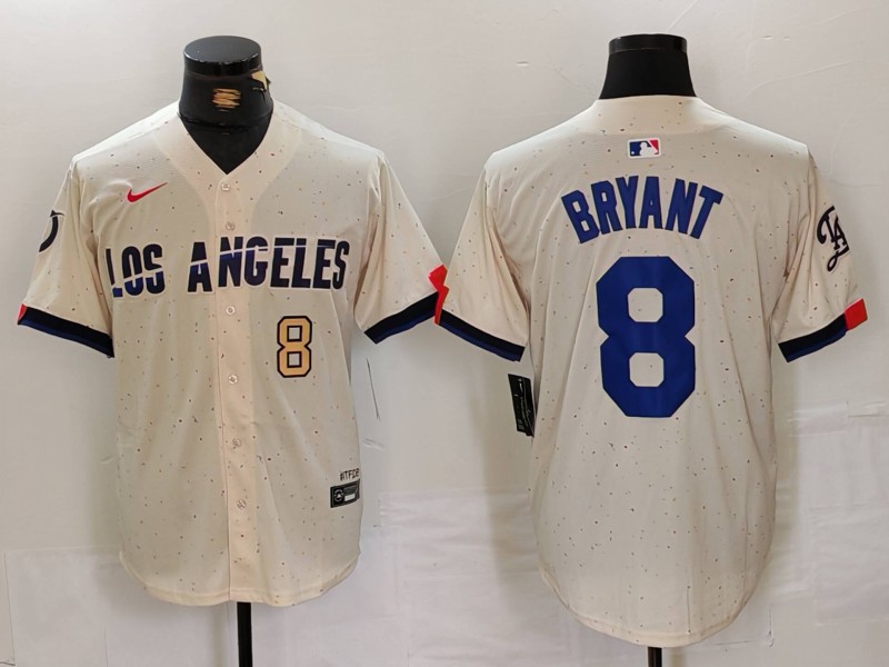 Personalized Men’s Los Angeles Dodgers #8 Kike Hernandez Cream Stitched Baseball Jerseys