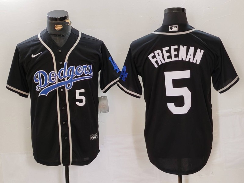 Personalized Men’s Los Angeles Dodgers #5 Freddie Freeman Black Cool Base With Patch Stitched Baseball Jerseys