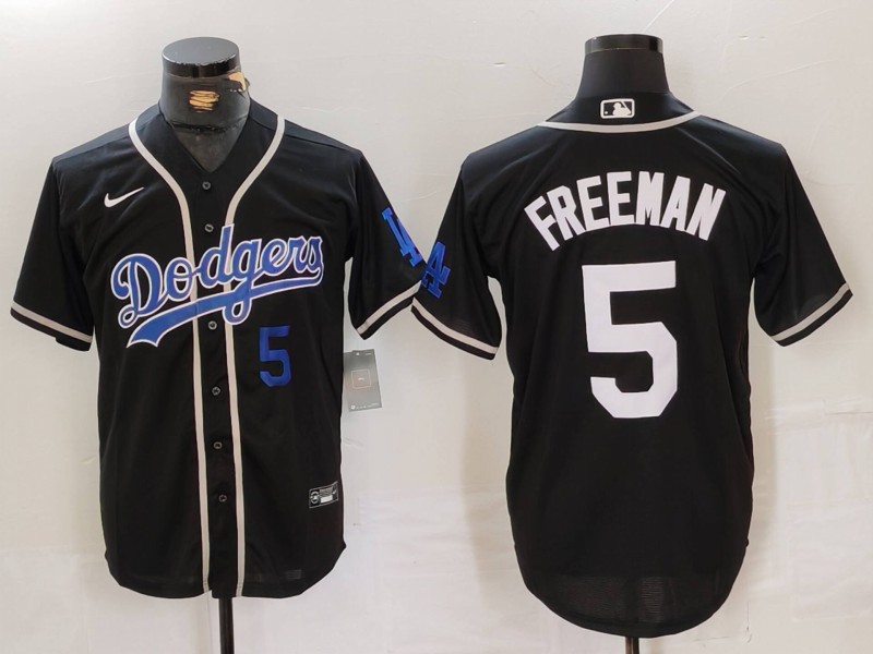 Personalized Men’s Los Angeles Dodgers #5 Freddie Freeman Black Cool Base With Patch Stitched Baseball Jerseys