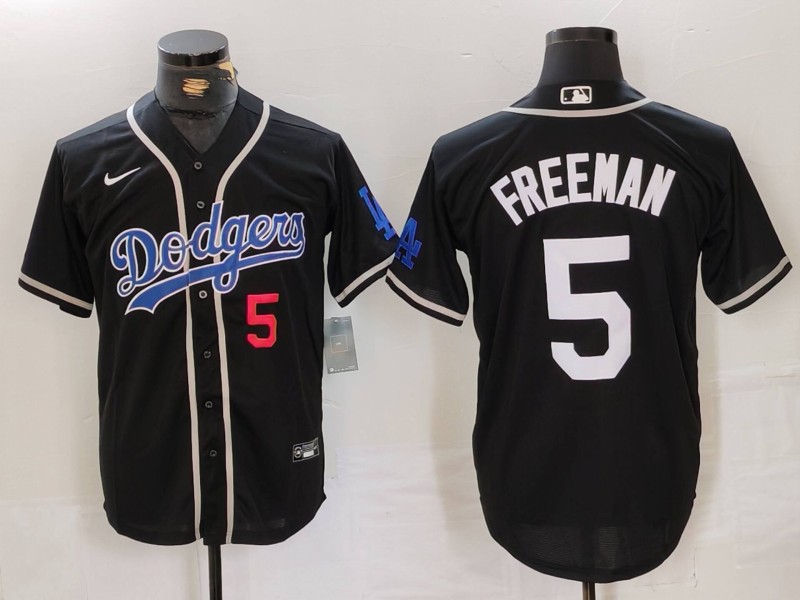Personalized Men’s Los Angeles Dodgers #5 Freddie Freeman Black Cool Base With Patch Stitched Baseball Jerseys