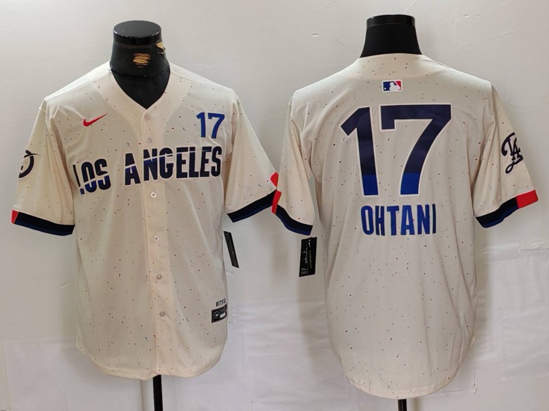 Personalized Men’s Los Angeles Dodgers #17 Shohei Ohtani Cream 2024 City Connect Limited Stitched Baseball Jersey