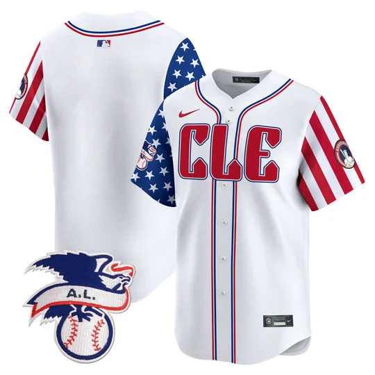 Personalized Men’s Cleveland Guardians Blank White 2024 Fourth Of July Premier Limited Stitched Baseball Jersey