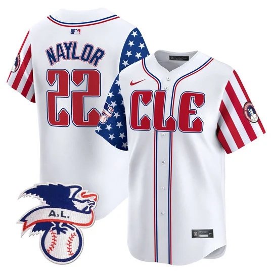 Personalized Men’s Cleveland Guardians #22 Josh Naylor White 2024 Fourth Of July Premier Limited Stitched Baseball Jersey