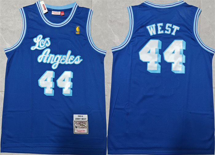 Personalized Men’s Los Angeles Lakers #44 Jerry West Blue Throwback Basketball Jersey