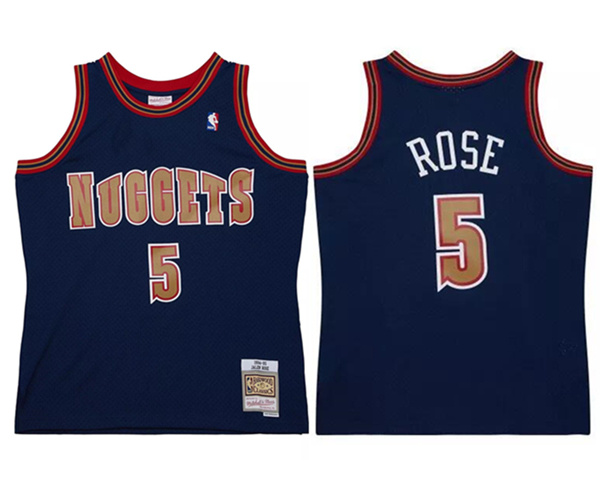 Personalized Men’s Denver Nuggets #5 Jalen Rose Navy 1994 95 Mitchell & Ness Swingman Stitched Jersey