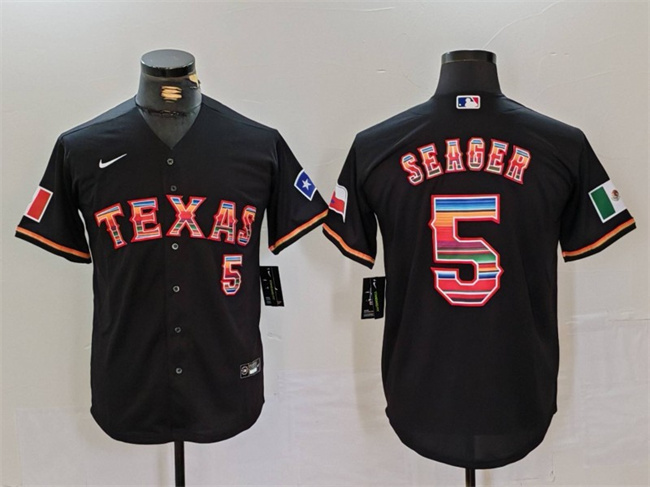 Personalized Men’s Texas Rangers #5 Corey Seager Black Mexico Cool Base Stitched Baseball Jersey