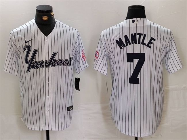 Personalized Men’s New York Yankees #7 Mickey Mantle White Cool Base Stitched Baseball Jersey
