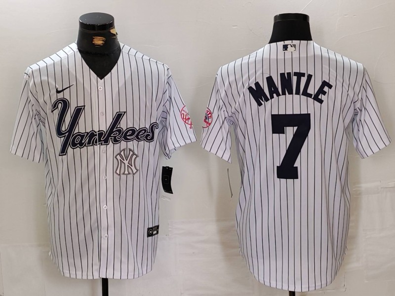 Personalized Men’s New York Yankees #7 Mickey Mantle White Cool Base Stitched Baseball Jerseys