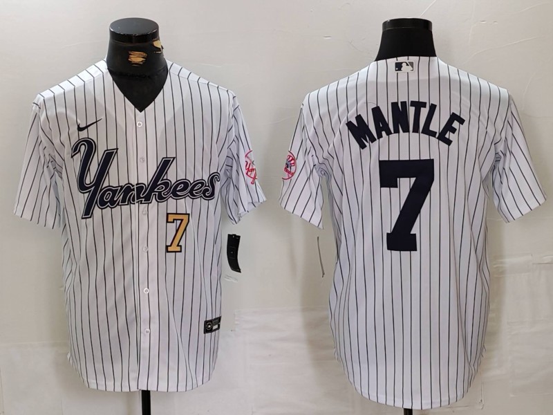 Personalized Men’s New York Yankees #7 Mickey Mantle White Cool Base Stitched Baseball Jerseys