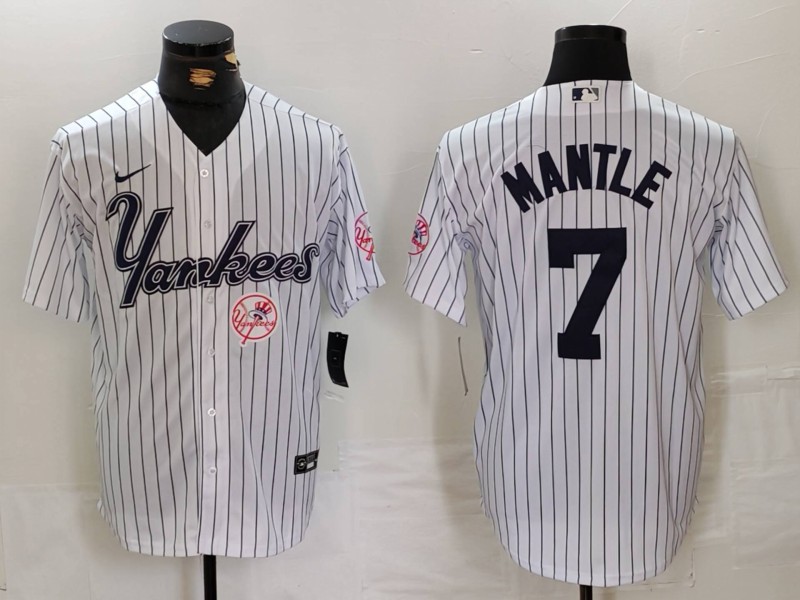 Personalized Men’s New York Yankees #7 Mickey Mantle White Cool Base Stitched Baseball Jerseys