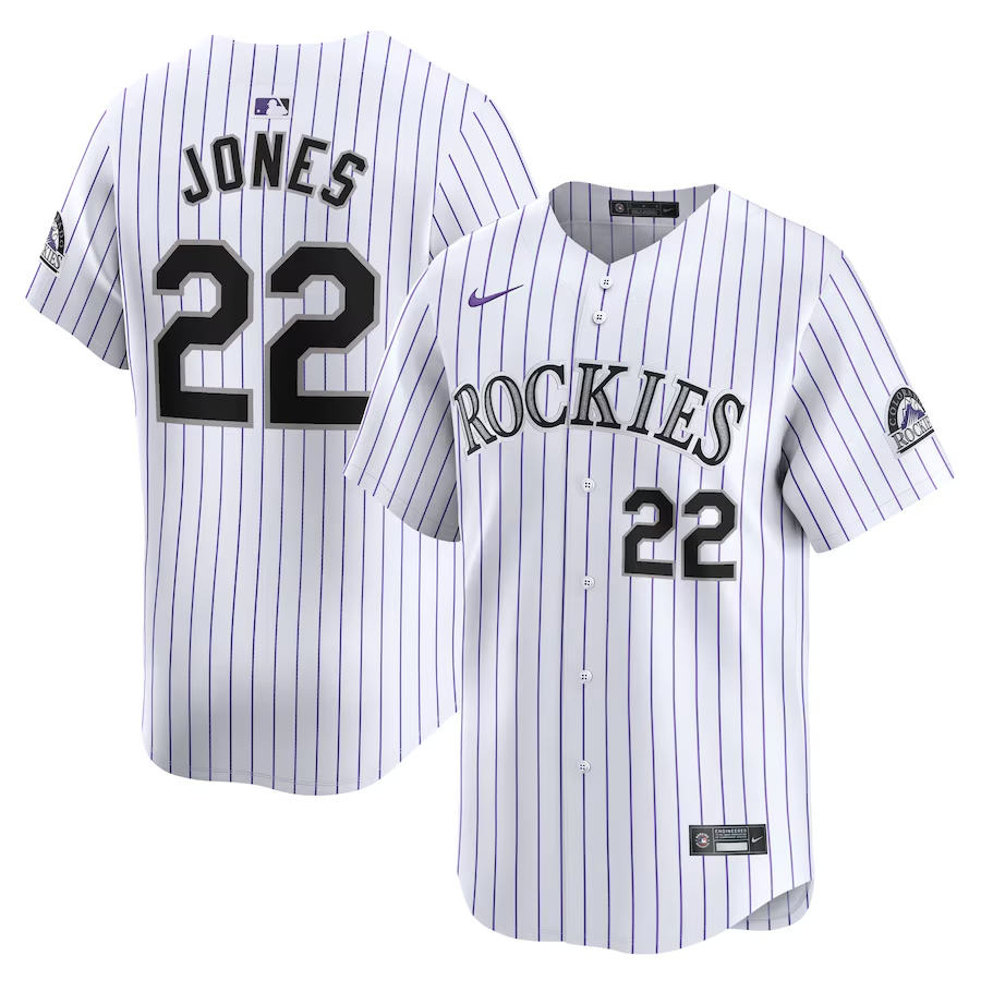 Personalized Men’s Colorado Rockies #22 Nolan Jones White Home Limited Stitched Baseball Jersey