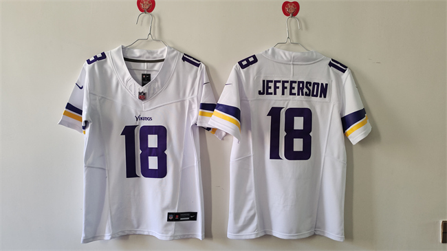 Personalized Youth Minnesota Vikings #18 Justin Jefferson White F.U.S.E. Untouchable Limited Stitched Jersey