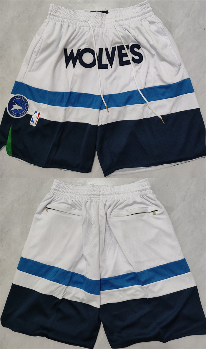 Personalized Men’s Minnesota Timberwolves White Shorts (Run Small)