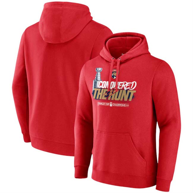 Personalized Men’s Florida Panthers Red 2024 Stanley Cup Champions Celebration Fleece Pullover Hoodie