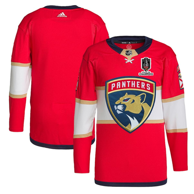 Personalized Men’s Florida Panthers Blank Red Home 2024 Stanley Cup Champions Stitched Jersey