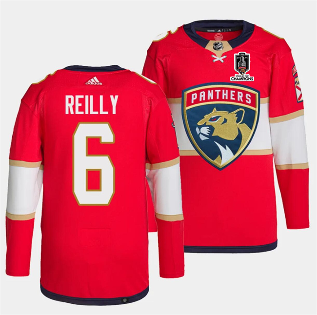 Personalized Men’s Florida Panthers #6 Mike Reilly Red Home 2024 Stanley Cup Champions Stitched Jersey