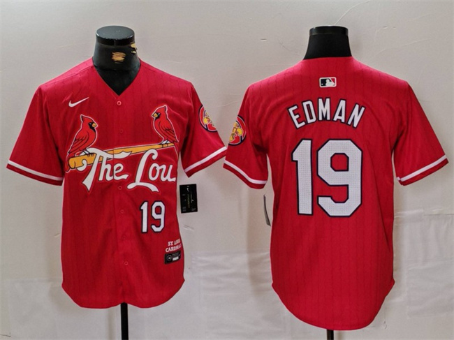 Personalized Men’s St. Louis Cardinals #19 Tommy Edman Red 2024 City Connect Stitched Baseball Jersey