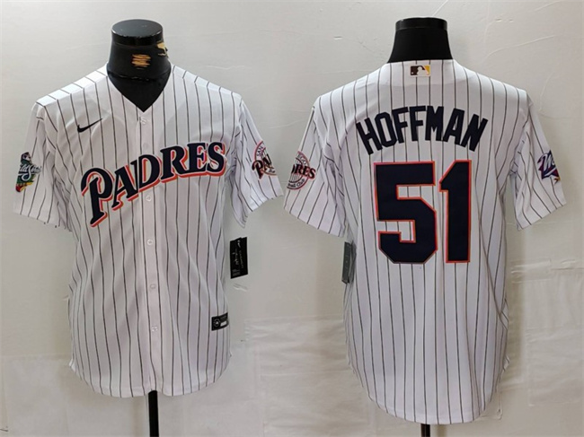 Personalized Men’s San Diego Padres #51 Trevor Hoffman White 1998 World Series Cool Base Stitched Baseball Jersey
