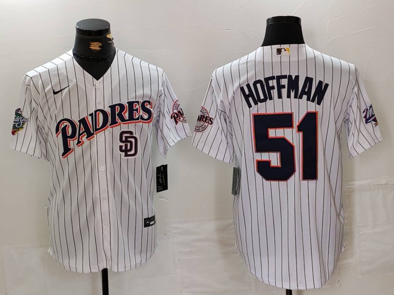 Personalized Men’s San Diego Padres #51 Trevor Hoffman White 1998 World Series Cool Base Stitched Baseball Jerseys