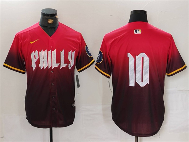 Personalized Men’s Philadelphia Phillies #10 J.T. Realmuto Red 2024 City Connect Limited Stitched Jersey
