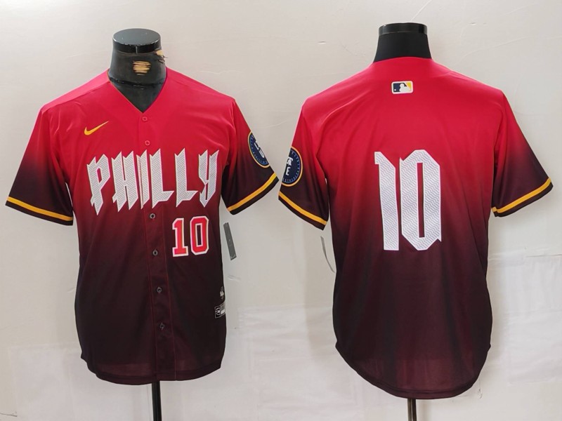 Personalized Men’s Philadelphia Phillies #10 J.T. Realmuto Red 2024 City Connect Limited Stitched Jerseys