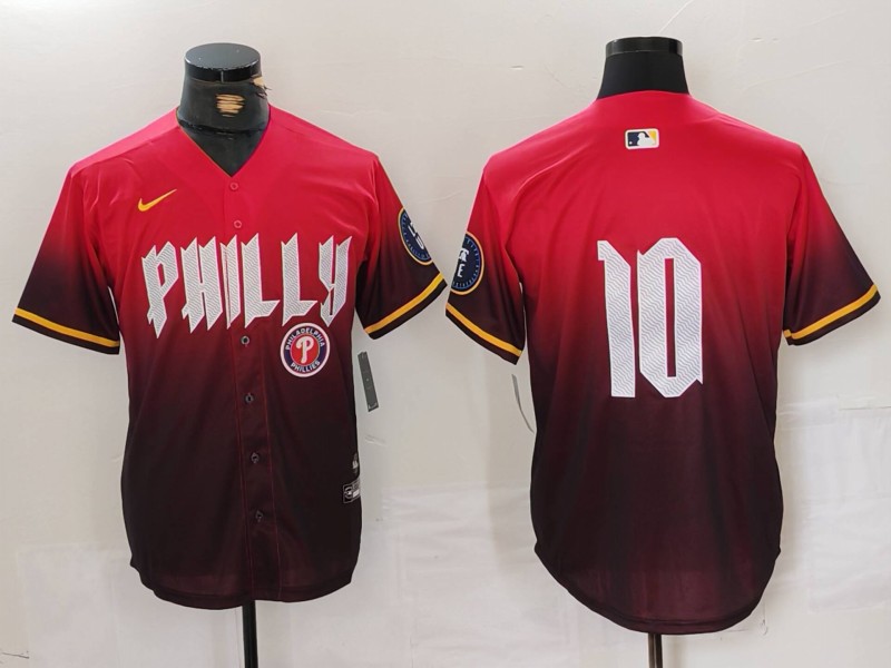 Personalized Men’s Philadelphia Phillies #10 J.T. Realmuto Red 2024 City Connect Limited Stitched Jerseys