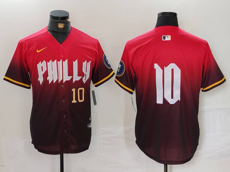 Personalized Men’s Philadelphia Phillies #10 J.T. Realmuto Red 2024 City Connect Limited Stitched Jerseys