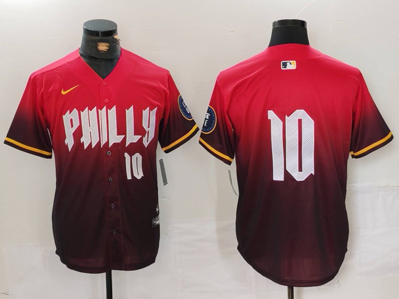 Personalized Men’s Philadelphia Phillies #10 J.T. Realmuto Red 2024 City Connect Limited Stitched Jerseys
