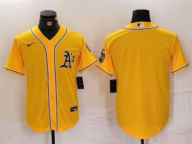 Personalized Men’s Oakland Athletics Blank Yellow Cool Base Stitched Baseball Jersey
