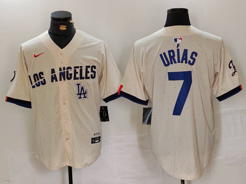 Personalized Men’s Los Angeles Dodgers #7 Julio Urías Cream Stitched Baseball Jerseys