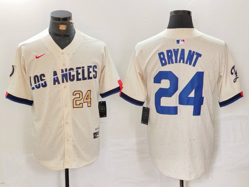 Personalized Men’s Los Angeles Dodgers #24 Kobe Bryant Cream Stitched Baseball Jerseys