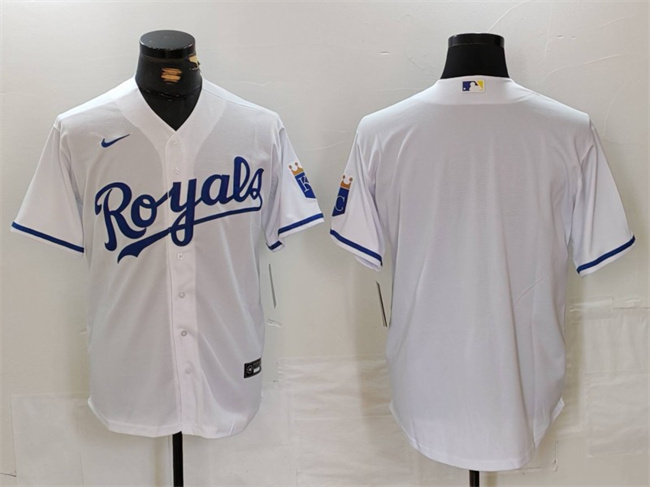 Personalized Men’s Kansas City Royals Blank White Cool Base Stitched Jersey