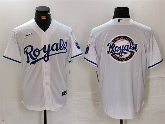 Personalized Men’s Kansas City Royals White Team Big Logo Cool Base Stitched Jerseys
