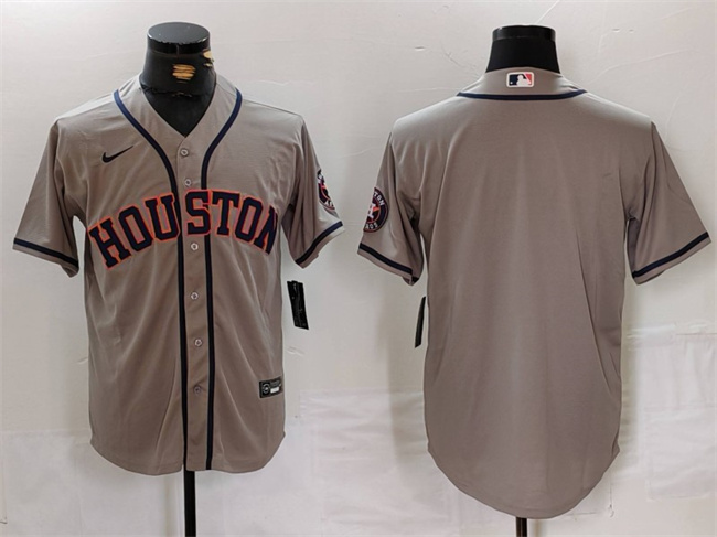 Personalized Men’s Houston Astros Blank Grey Cool Base Stitched Baseball Jersey