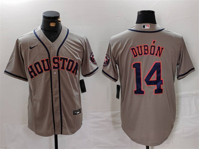 Personalized Men’s Houston Astros #14 Mauricio Dubón Grey Cool Base Stitched Baseball Jersey