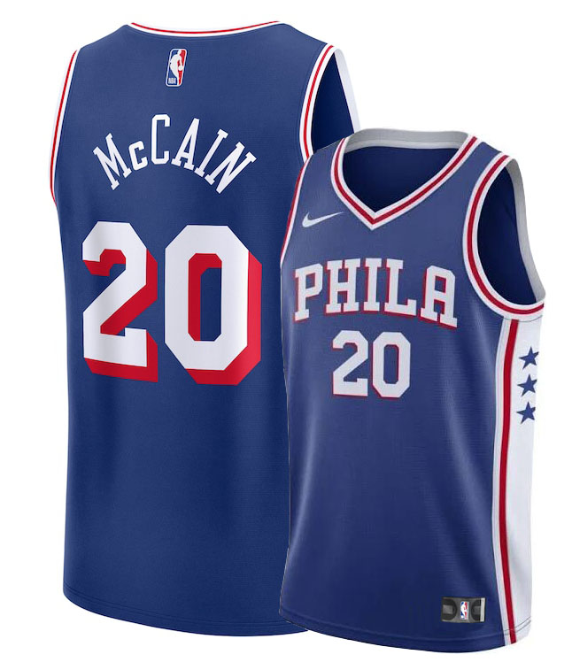 Personalized Men’s Philadelphia 76ers #20 Jared McCain Blue Jerseys