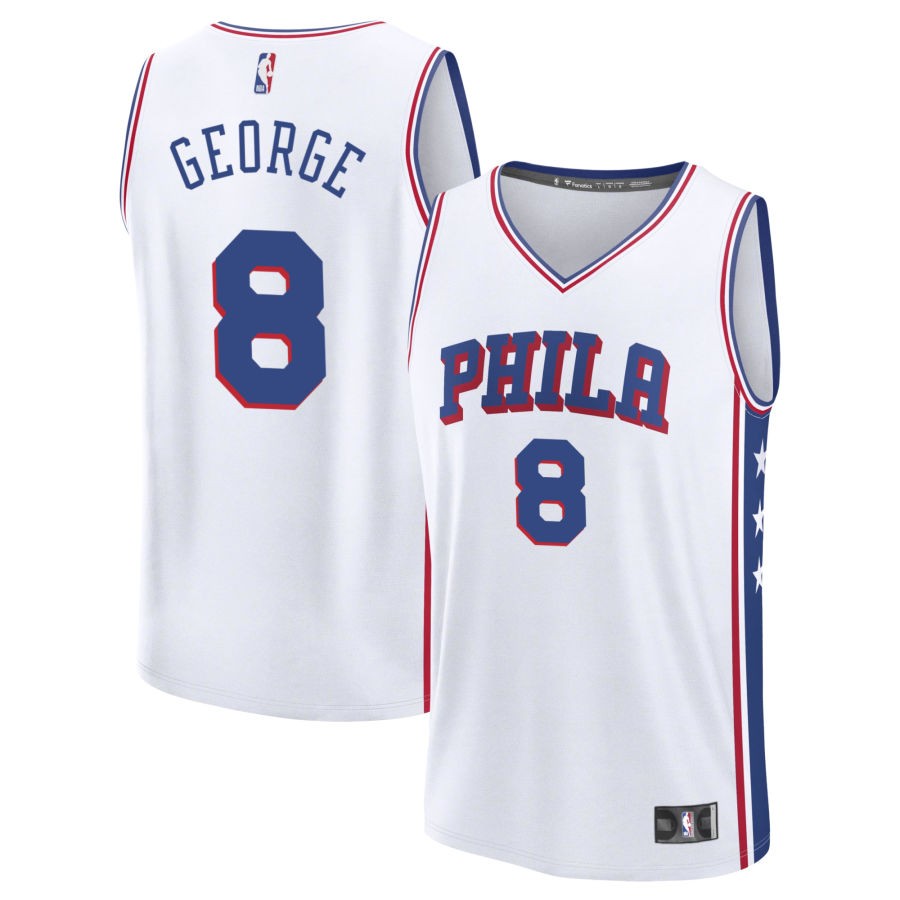 Personalized Men’s Philadelphia 76ers #8 Paul George White Jersey