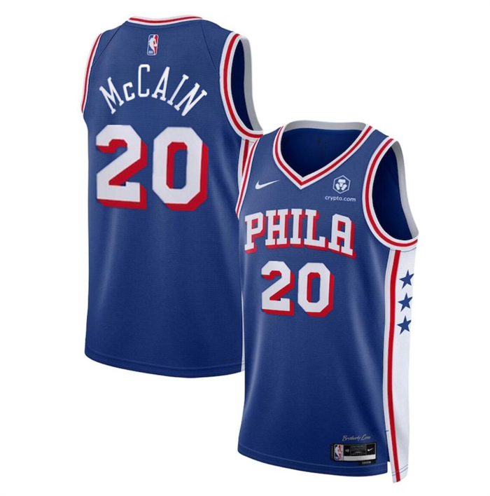 Personalized Men’s Philadelphia 76ers #20 Jared McCain Royal 2024 Draft Icon Edition Stitched Jersey