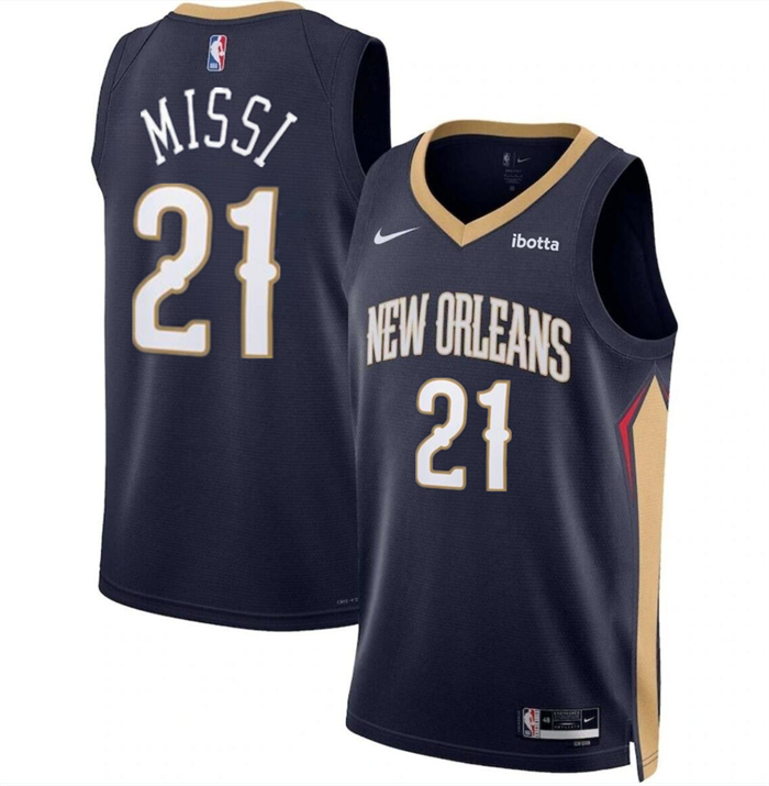 Personalized Men’s New Orleans Pelicans #21 Yves Missi Navy 2024 Draft Icon Edition Stitched Basketball Jersey