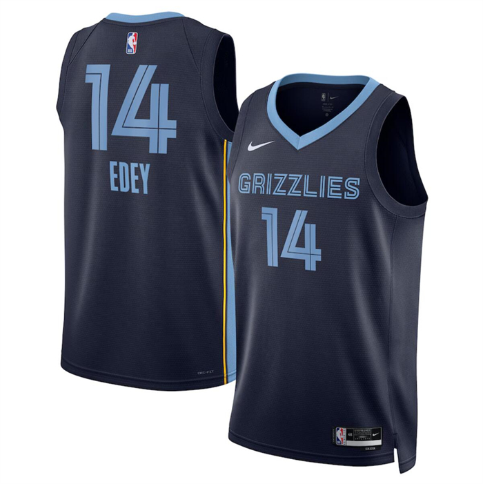 Personalized Men’s Memphis Grizzlies #14 Zach Edey Navy Icon Edition Stitched Jersey