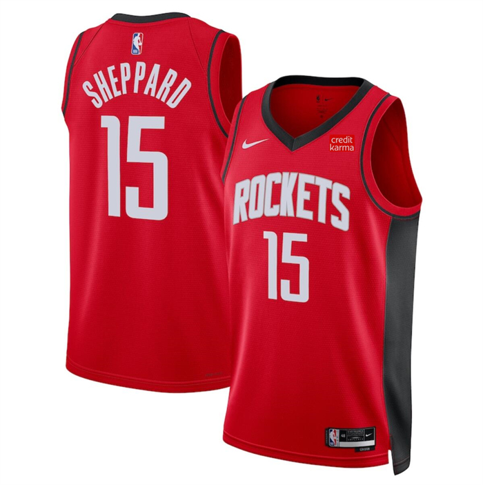 Personalized Men’s Houston Rockets #15 Reed Sheppard Red 2024 Draft Icon Edition Stitched Jersey