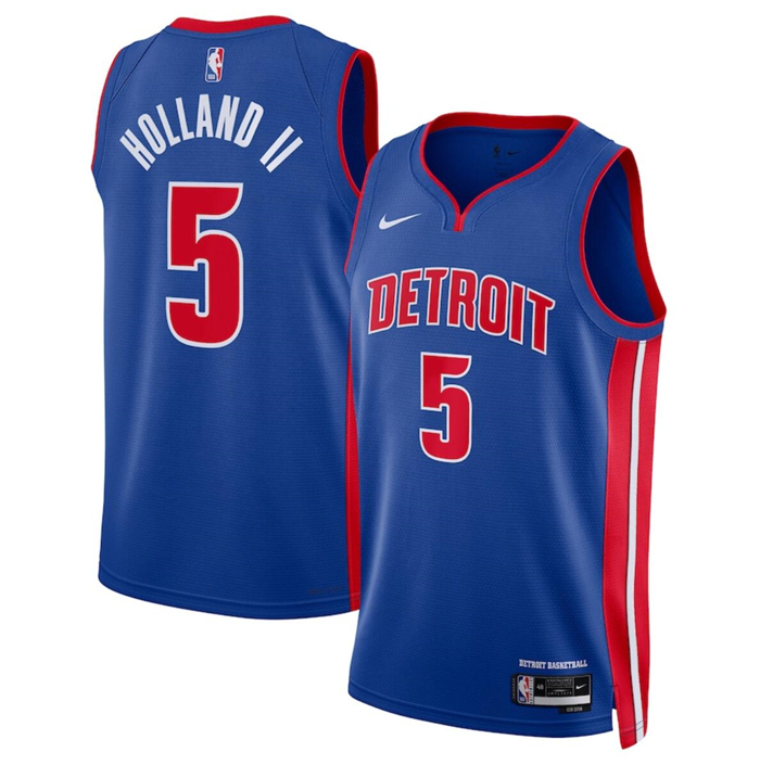 Personalized Men’s Detroit Pistons #5 Ron Holland II Blue 2024 Draft Icon Edition Stitched Jersey