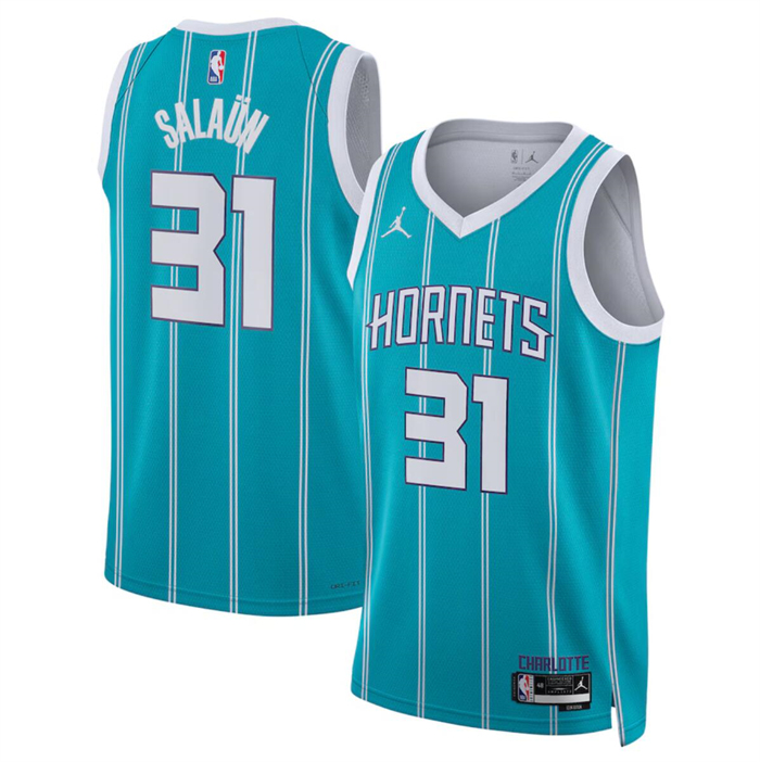 Personalized Men’s Charlotte Hornets #31 Tidjane Salaun Teal 2024 Draft Icon Edition Stitched Basketball Jersey