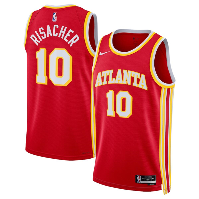 Personalized Men’s Atlanta Hawks #10 Zaccharie Risacher Red 2024 Draft Icon Edition Stitched Jersey