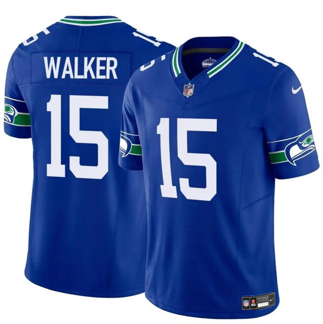 Personalized Men’s Seattle Seahawks #15 P.J. Walker Royal 2024 F.U.S.E Throwback Limited Stitched Football Jersey