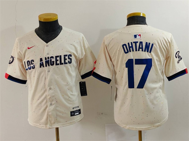 Personalized Youth Los Angeles Dodgers #17 Shohei Ohtani Cream Stitched Baseball Jersey