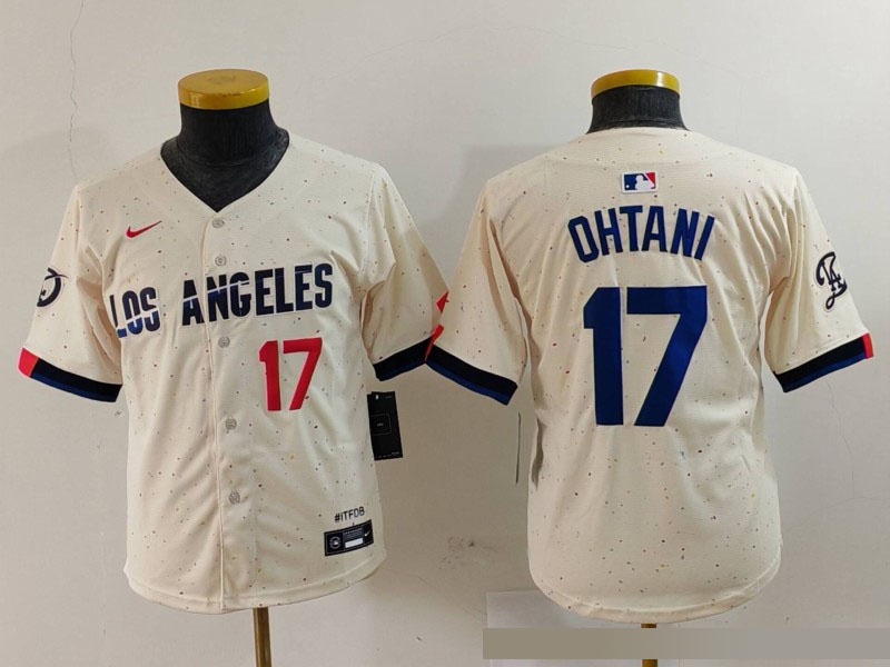 Personalized Youth Los Angeles Dodgers #17 Shohei Ohtani Cream Stitched Baseball Jerseys
