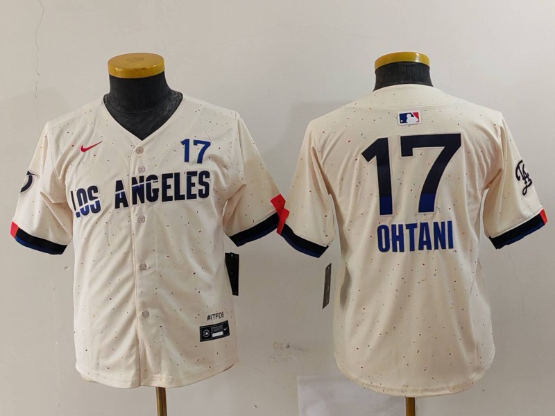 Personalized Youth Los Angeles Dodgers #17 Shohei Ohtani Cream Stitched Baseball Jerseys