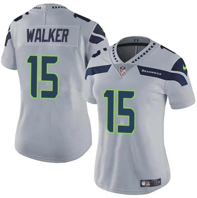 Personalized Women’s Seattle Seahawks #15 P.J. Walker Grey Limited Stitched Football Jersey(Run Small)