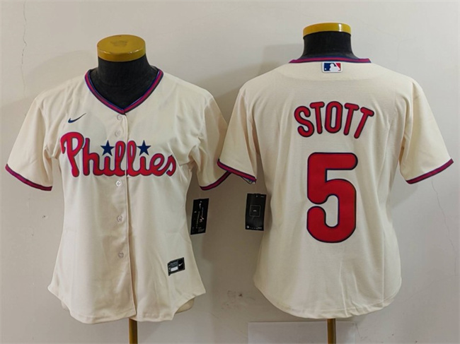 Personalized Women’s Philadelphia Phillies #5 Bryson Stott Cream Cool Base Stitched Baseball Jersey(Run Small)